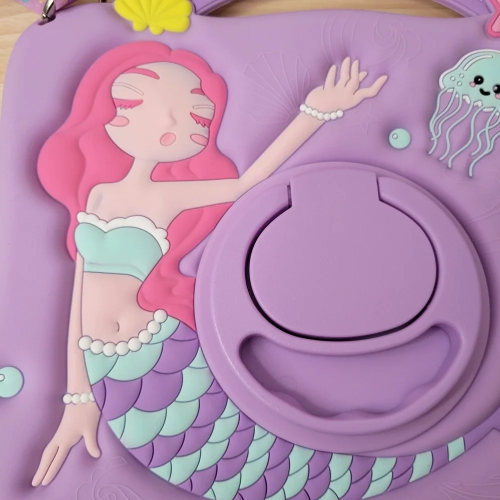 Mermaid iPad 10th Generation Case‎ Cover Rotatable Stand Adjustable Strap 2022